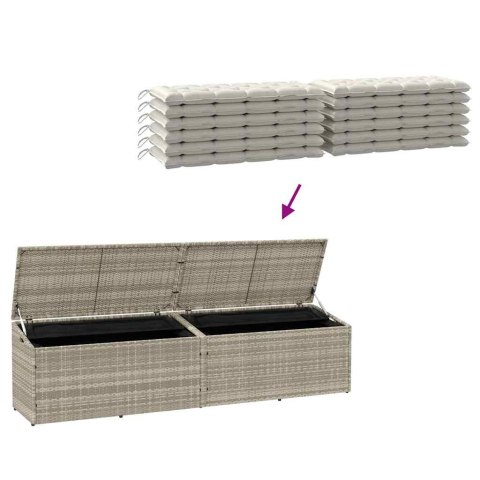 Skrzynia ogrodowa jasnoszara 220x50x58 cm polirattan Lumarko! Lumarko!