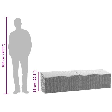 Skrzynia ogrodowa jasnoszara 220x50x58 cm polirattan Lumarko! Lumarko!