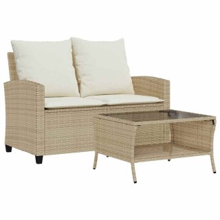  Sofa ogrodowa 2-osobowa z poduszkami i stołem beżowa Lumarko! Lumarko!