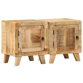 Szafka nocna 2 szt. 40x32x46 cm Drewno lite surowe mango Lumarko! Lumarko!