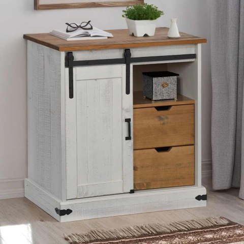  Komoda HALDEN z drzwiami przesuwnymi Biała 80x40x80 cm Lumarko! Lumarko!