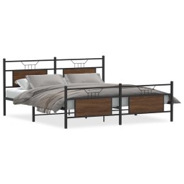Metalowa rama łóżka, bez materaca, brązowy dąb, 183x213 cm Lumarko! Lumarko!