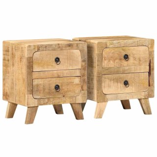  Szafka nocna 2 szt. 40x32x46 cm Drewno lite surowe mango Lumarko! Lumarko!
