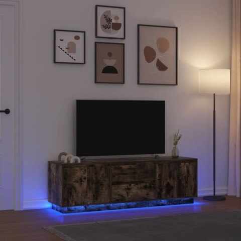  Szafka RTV z oświetleniem LED Dąb wędzony 160,5x41x50 cm Lumarko! Lumarko!