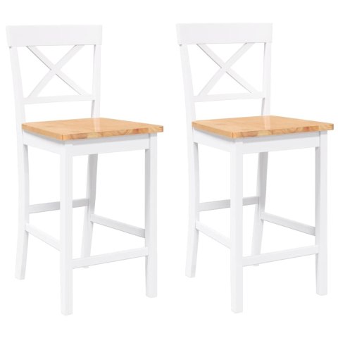 Hokery barowe 2 szt. Białe lite drewno gumowe Lumarko! Lumarko!