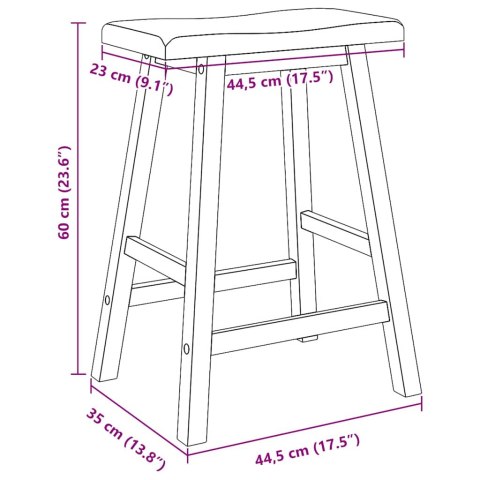  Hokery barowe 2 szt. Białe lite drewno gumowe Lumarko! Lumarko!