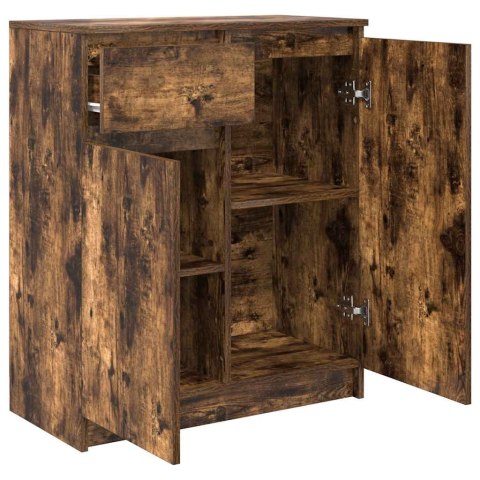 Komoda z szufladą Dąb wędzony 71x35x84 cm Drewno klejone Lumarko! Lumarko!