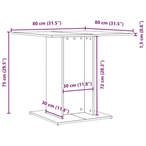  Stół jadalny czarny dąb 80x80x75 cm drewno klejone Lumarko! Lumarko!