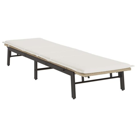  Leżak z poduszką, beżowy, polirattan Lumarko! Lumarko!