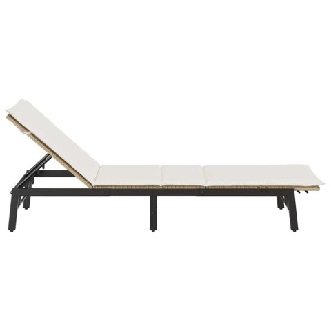  Leżak z poduszką, beżowy, polirattan Lumarko! Lumarko!