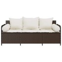 Sofa ogrodowa z poduszkami, 3-osobowa, brązowa, polirattan Lumarko! Lumarko!