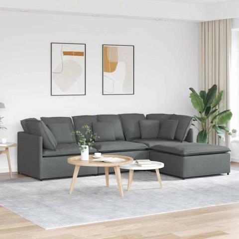  Sofa modułowa z podnóżkiem i poduszkami Tkanina Ciemnoszara Lumarko! Lumarko!