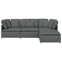  Sofa modułowa z podnóżkiem i poduszkami Tkanina Ciemnoszara Lumarko! Lumarko!