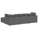  Sofa modułowa z podnóżkiem i poduszkami Tkanina Ciemnoszara Lumarko! Lumarko!