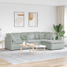  Sofa modułowa z podnóżkiem i poduszkami Velvet Light Grey Lumarko! Lumarko!
