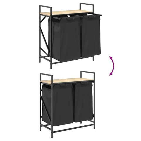  Kosz na pranie 2 przegrody z półką, dąb sonoma Lumarko! Lumarko!