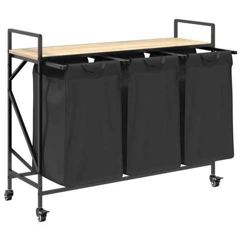  Kosz na pranie 3 przegrody z kółkami, dąb sonoma Lumarko! Lumarko!