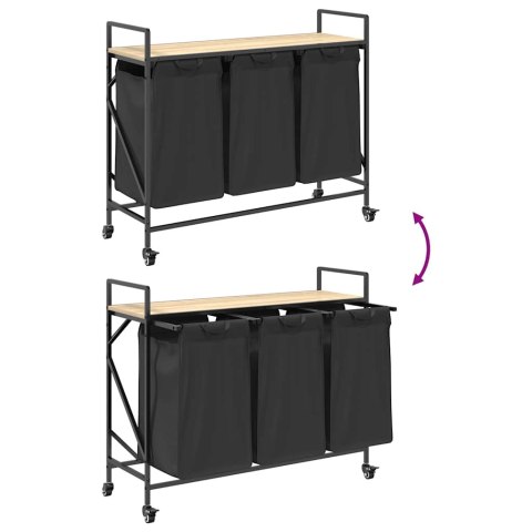  Kosz na pranie 3 przegrody z kółkami, dąb sonoma Lumarko! Lumarko!