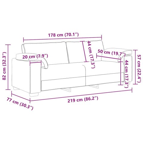  Sofa 3-osobowa, niebieska 178 cm, aksamit Lumarko! Lumarko!