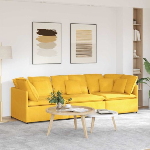  Sofa modułowa z poduszkami Tkanina sztruksowa Jasnożółta Lumarko! Lumarko!