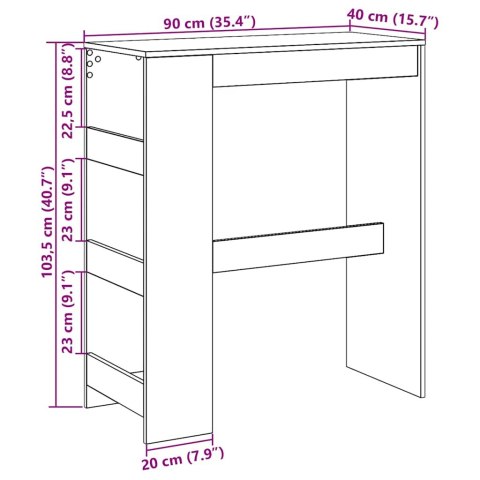 Stolik barowy z półkami, czarny dąb, 90x40x103,5 cm Lumarko! Lumarko!