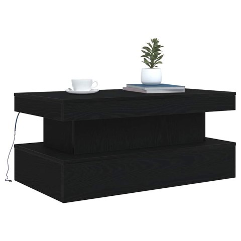 Stolik kawowy z oświetleniem LED, czarny dąb, 90x50x40 cm Lumarko! Lumarko!