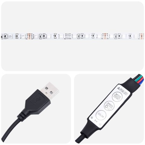Stolik kawowy z oświetleniem LED, czarny dąb, 90x50x40 cm Lumarko! Lumarko!