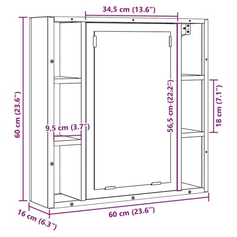  Szafka łazienkowa z lustrem, czarny dąb, 60x16x60 cm Lumarko! Lumarko!