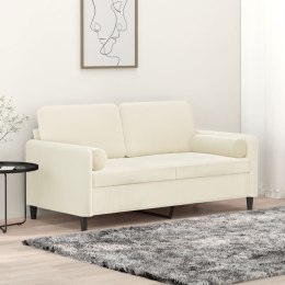 VidaXL 2-osobowa sofa z poduszkami, kremowa, 140 cm, aksamit