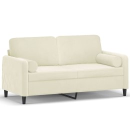  2-osobowa sofa z poduszkami, kremowa, 140 cm, aksamit Lumarko! Lumarko!