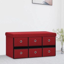 Składana ławka ze schowkiem, bordo, 76x38x38 cm, sztuczny len Lumarko! Lumarko!