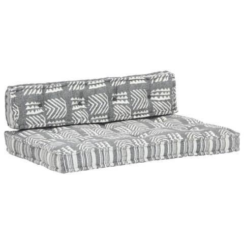 Sofa z poduszek na paletę, tkanina, szary patchwork Lumarko! Lumarko!