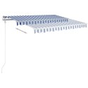  Ręcznie zwijana markiza z LED, 3x2,5 m, niebiesko-biała Lumarko! Lumarko!
