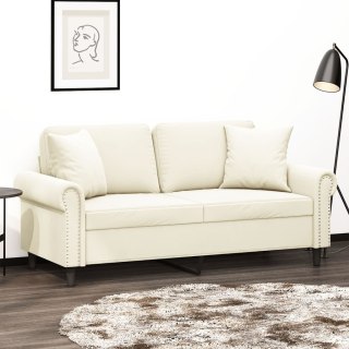  2-osobowa sofa z poduszkami, kremowa, 140 cm, aksamit Lumarko! Lumarko!