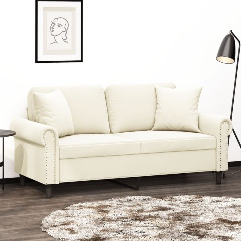 2-osobowa sofa z poduszkami, kremowa, 140 cm, aksamit Lumarko! Lumarko!