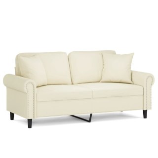  2-osobowa sofa z poduszkami, kremowa, 140 cm, aksamit Lumarko! Lumarko!