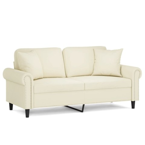 2-osobowa sofa z poduszkami, kremowa, 140 cm, aksamit Lumarko! Lumarko!