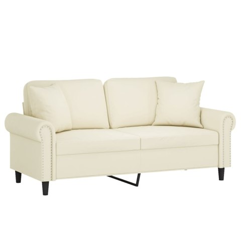 2-osobowa sofa z poduszkami, kremowa, 140 cm, aksamit Lumarko! Lumarko!