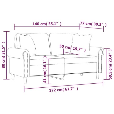 2-osobowa sofa z poduszkami, kremowa, 140 cm, aksamit Lumarko! Lumarko!