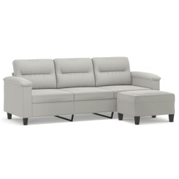  3-os. sofa z podnóżkiem, jasnoszara, 180 cm, obita mikrofibrą Lumarko! Lumarko!