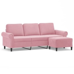  3-osobowa sofa z podnóżkiem, różowa, 180 cm, aksamitem Lumarko! Lumarko!