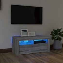  Szafka pod TV z oświetleniem LED, szary dąb sonoma, 90x35x40 cm Lumarko! Lumarko!