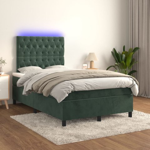  Łóżko kontynentalne z materacem i LED zielony aksamit 120x200cm Lumarko! Lumarko!