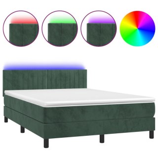  Łóżko kontynentalne z materacem i LED zielony aksamit 140x190cm Lumarko! Lumarko!