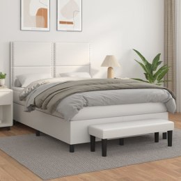  Łóżko kontynentalne z materacem, białe, ekoskóra 140x200 cm Lumarko! Lumarko!