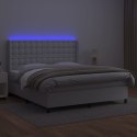  Łóżko kontynentalne z materacem i LED, biała ekoskóra 160x200cm Lumarko! Lumarko!