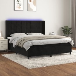  Łóżko kontynentalne z materacem i LED, czarny aksamit 180x200cm Lumarko! Lumarko!