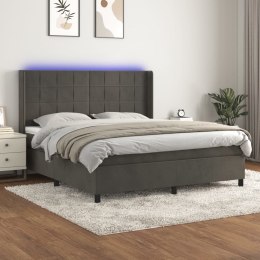  Łóżko kontynentalne z materacem i LED, szary aksamit, 160x200cm Lumarko! Lumarko!