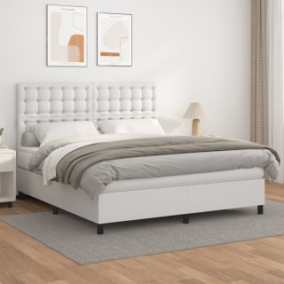  Łóżko kontynentalne z materacem, białe, ekoskóra 160x200 cm Lumarko! Lumarko!