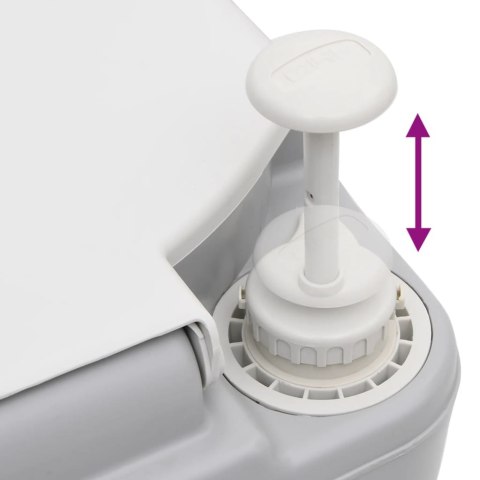  Przenośna toaleta turystyczna, szaro-biała, 22+12 L, HDPE Lumarko! Lumarko!